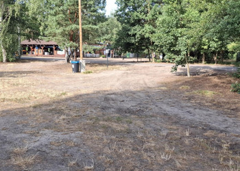 zdjęcie przedstawia kosz na śmieci nad jeziorem