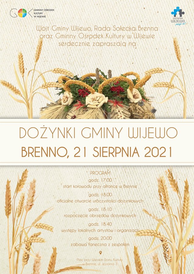 plakat zawierający informacje na temat Dożynek Gminy Wijewo 