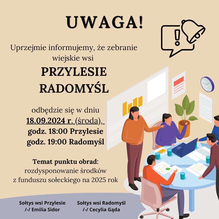 Zebranie wiejskie - plakat informacyjny